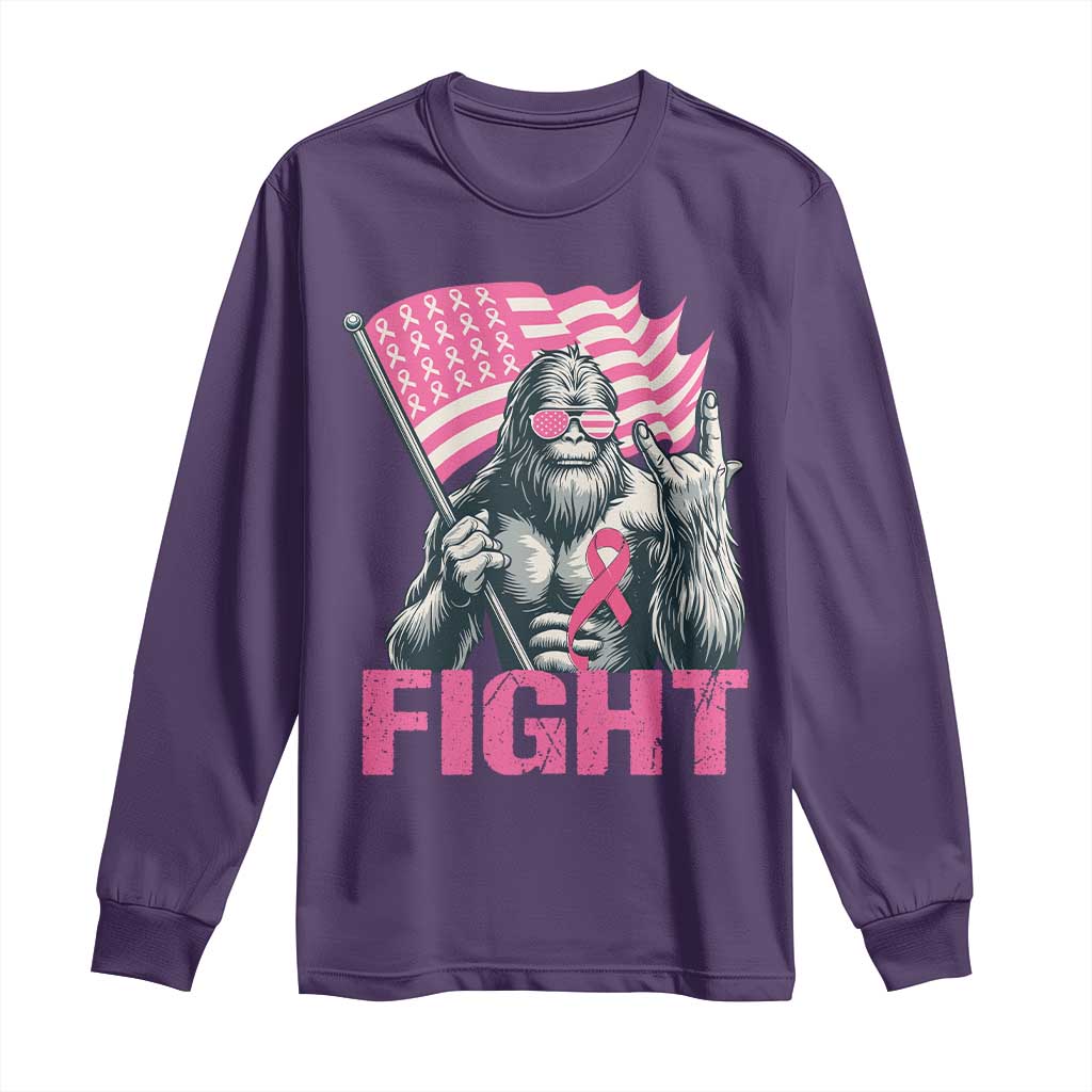 Funny Bigfoot Breast Cancer Awareness Long Sleeve Shirt Fight Pink Ribbon - Wonder Print Shop