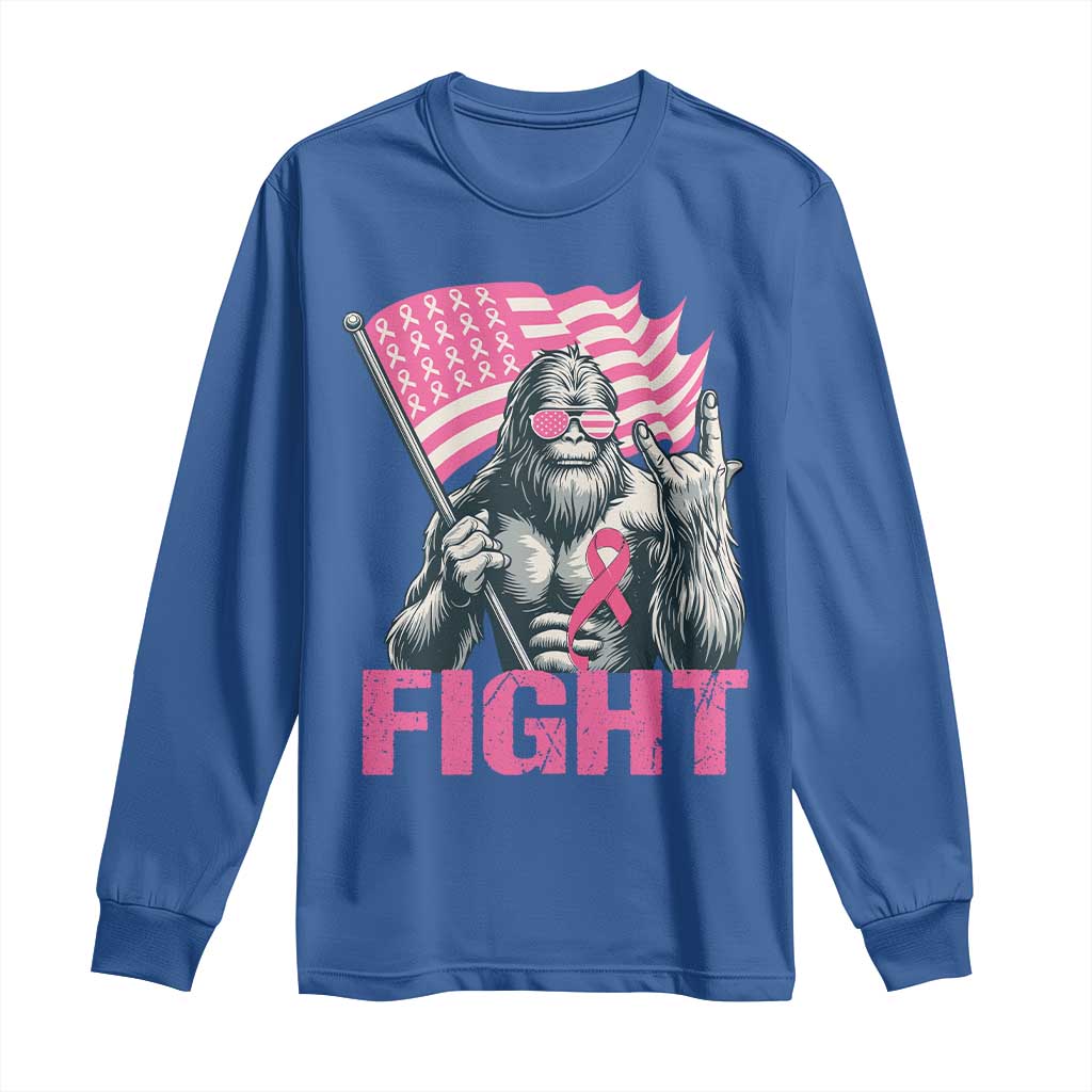 Funny Bigfoot Breast Cancer Awareness Long Sleeve Shirt Fight Pink Ribbon - Wonder Print Shop
