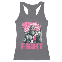 Funny Bigfoot Breast Cancer Awareness Racerback Tank Top Fight Pink Ribbon - Wonder Print Shop