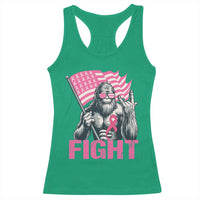 Funny Bigfoot Breast Cancer Awareness Racerback Tank Top Fight Pink Ribbon - Wonder Print Shop