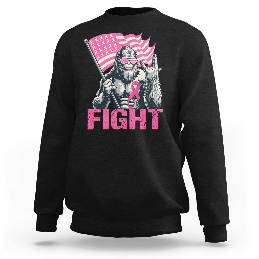 Funny Bigfoot Breast Cancer Awareness Sweatshirt Fight Pink Ribbon - Wonder Print Shop