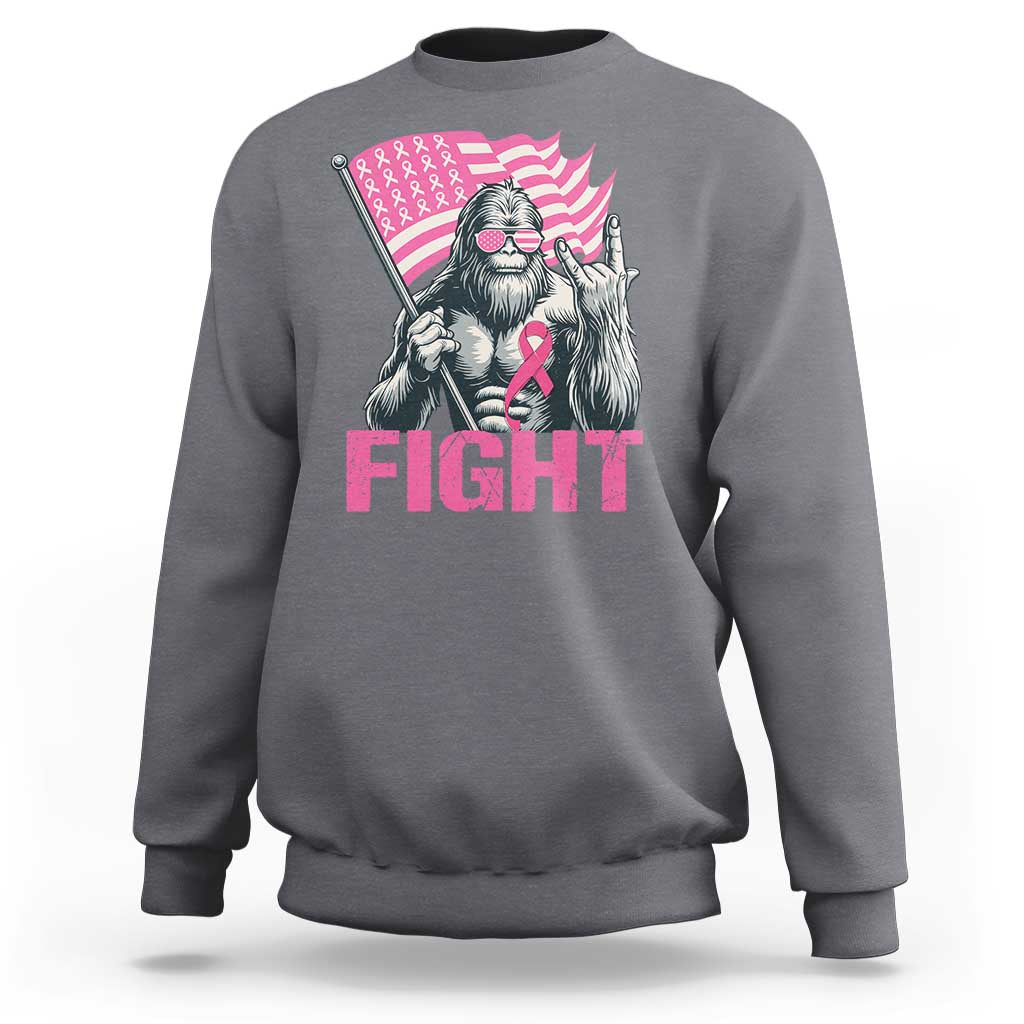 Funny Bigfoot Breast Cancer Awareness Sweatshirt Fight Pink Ribbon - Wonder Print Shop