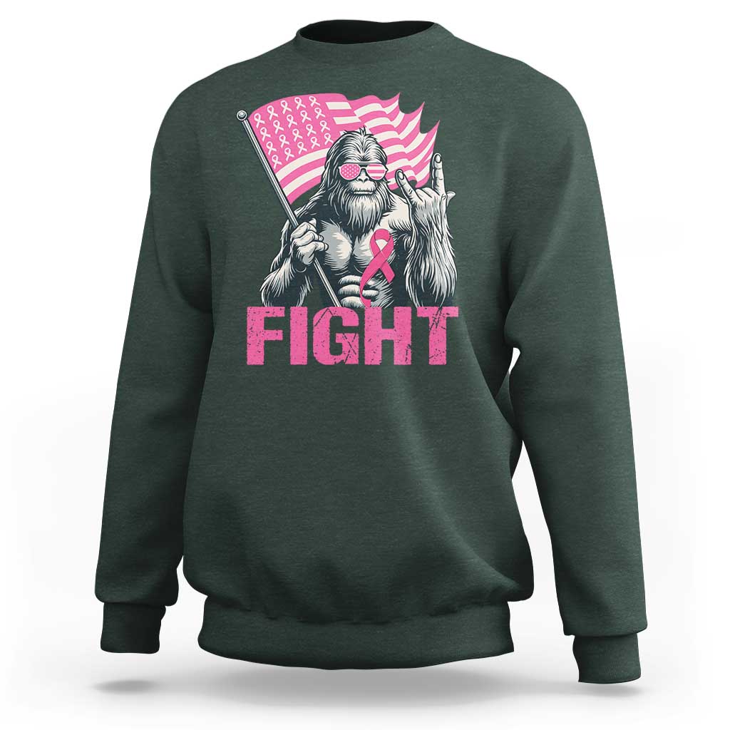 Funny Bigfoot Breast Cancer Awareness Sweatshirt Fight Pink Ribbon - Wonder Print Shop