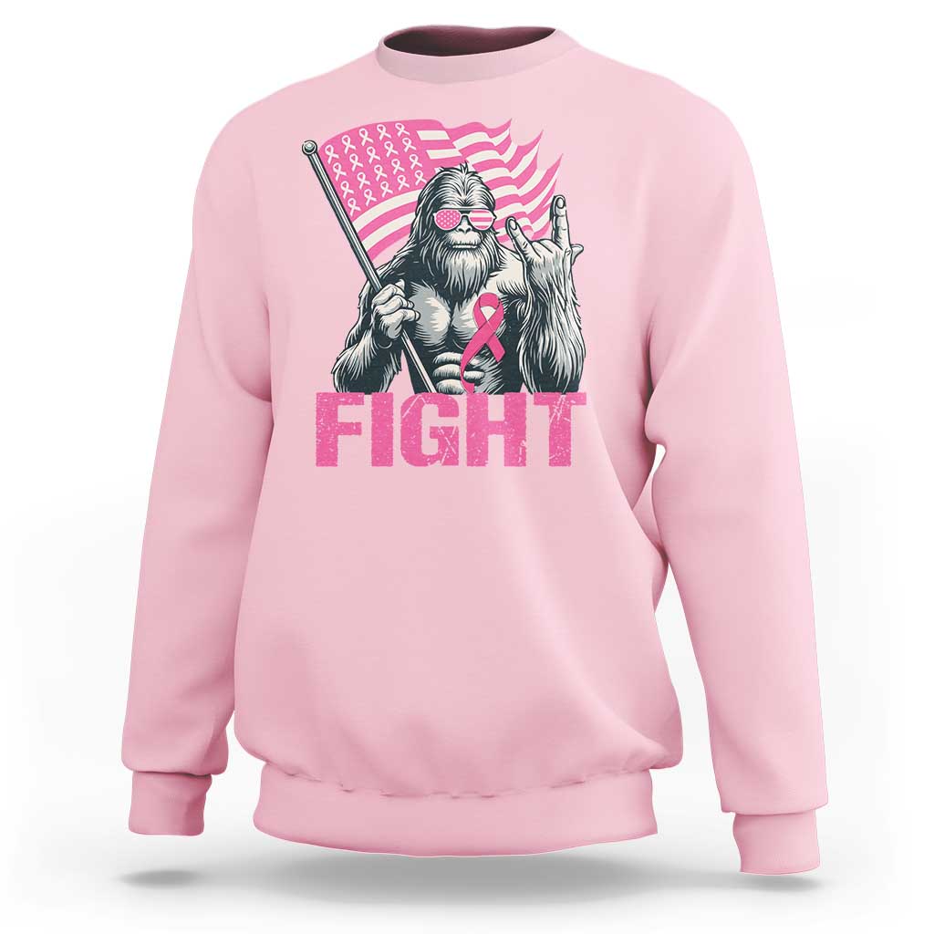 Funny Bigfoot Breast Cancer Awareness Sweatshirt Fight Pink Ribbon - Wonder Print Shop