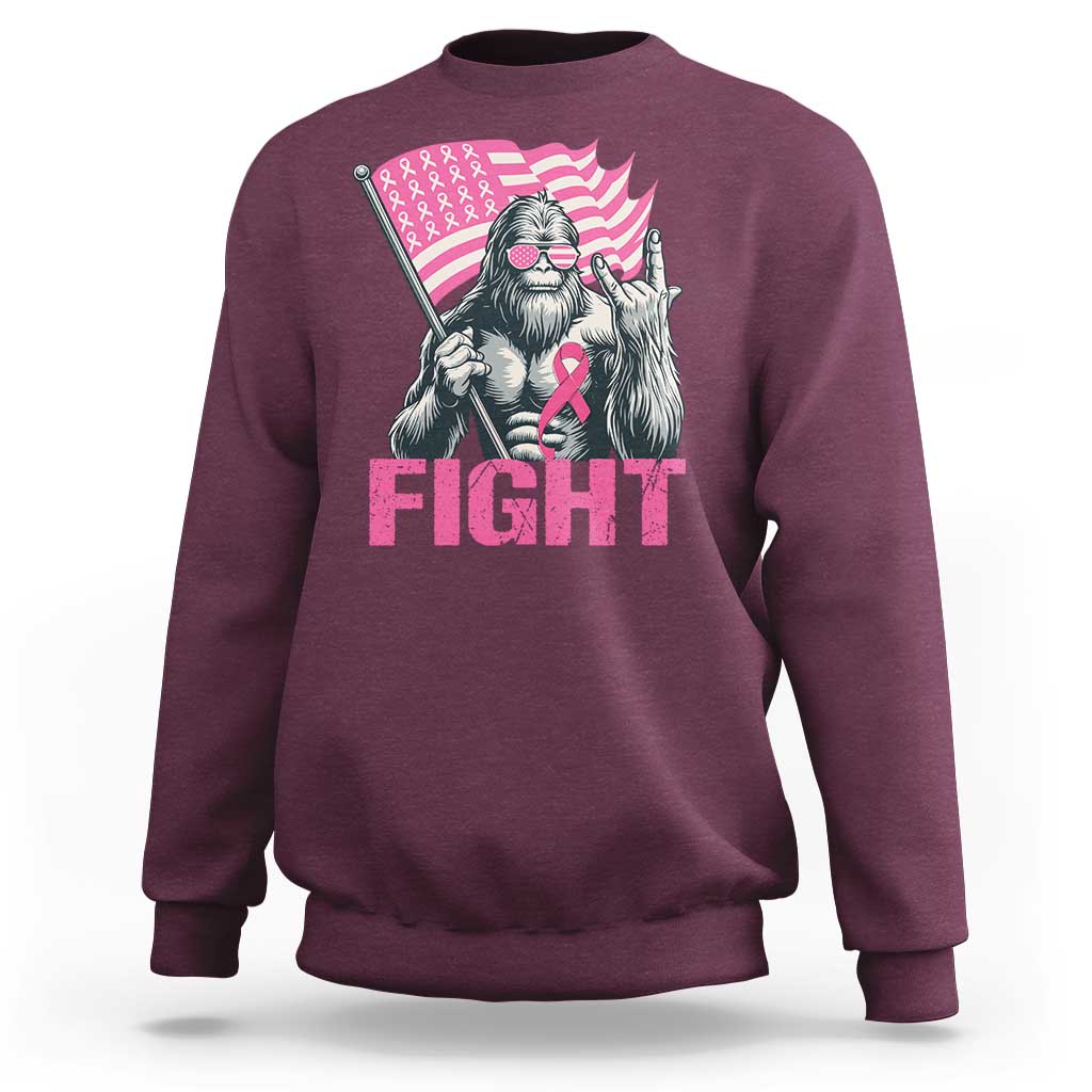 Funny Bigfoot Breast Cancer Awareness Sweatshirt Fight Pink Ribbon - Wonder Print Shop