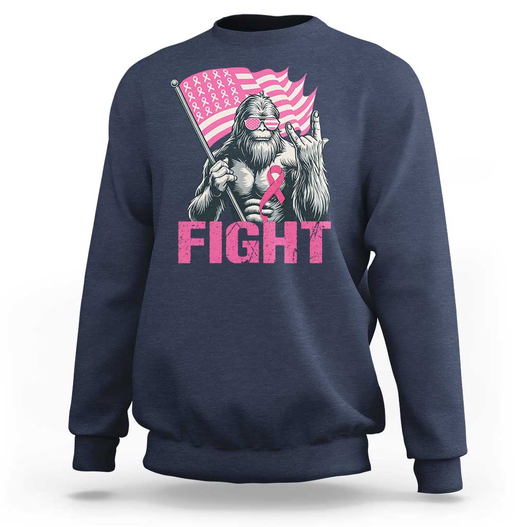 Funny Bigfoot Breast Cancer Awareness Sweatshirt Fight Pink Ribbon - Wonder Print Shop