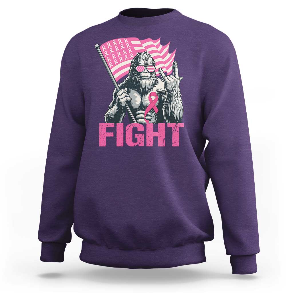 Funny Bigfoot Breast Cancer Awareness Sweatshirt Fight Pink Ribbon - Wonder Print Shop