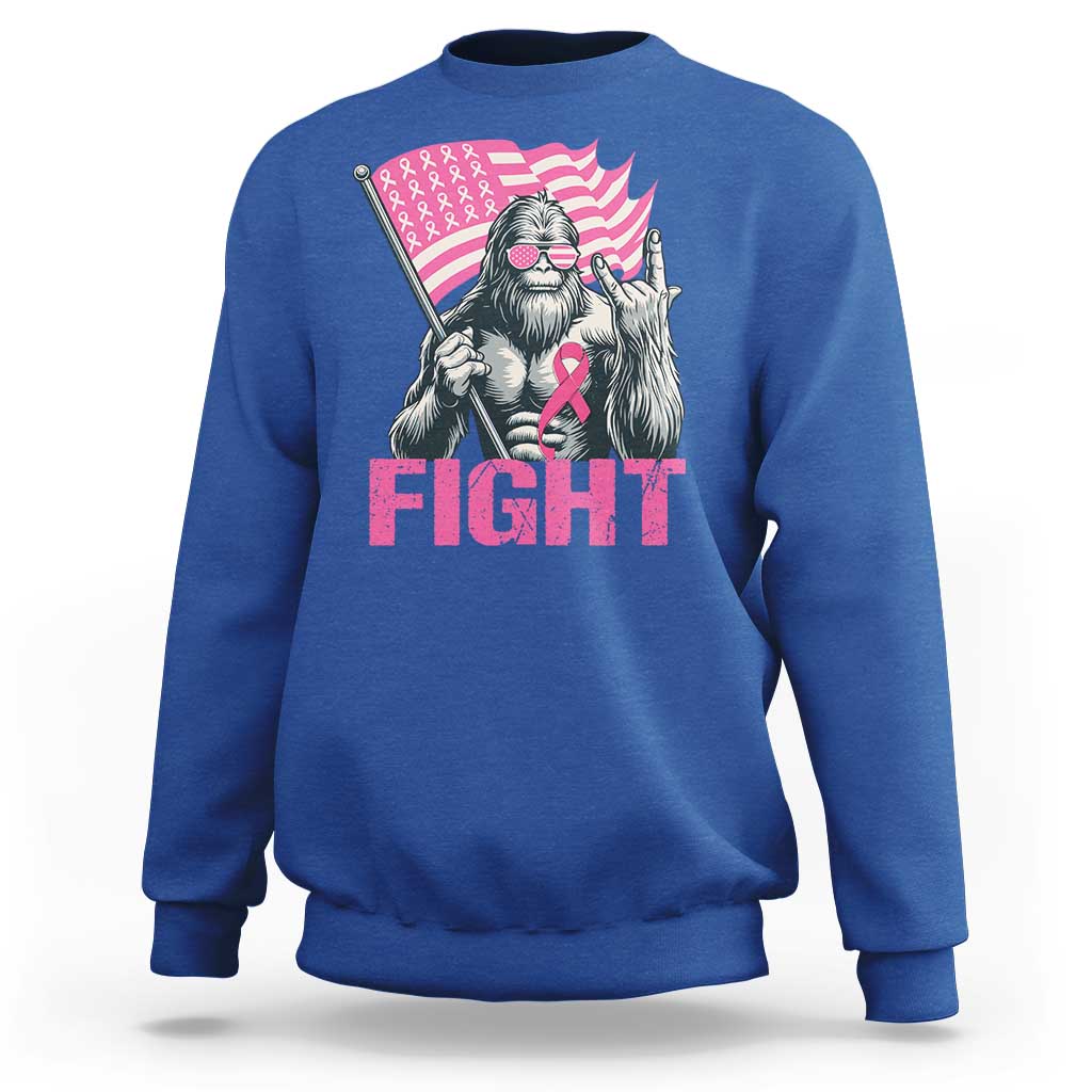 Funny Bigfoot Breast Cancer Awareness Sweatshirt Fight Pink Ribbon - Wonder Print Shop