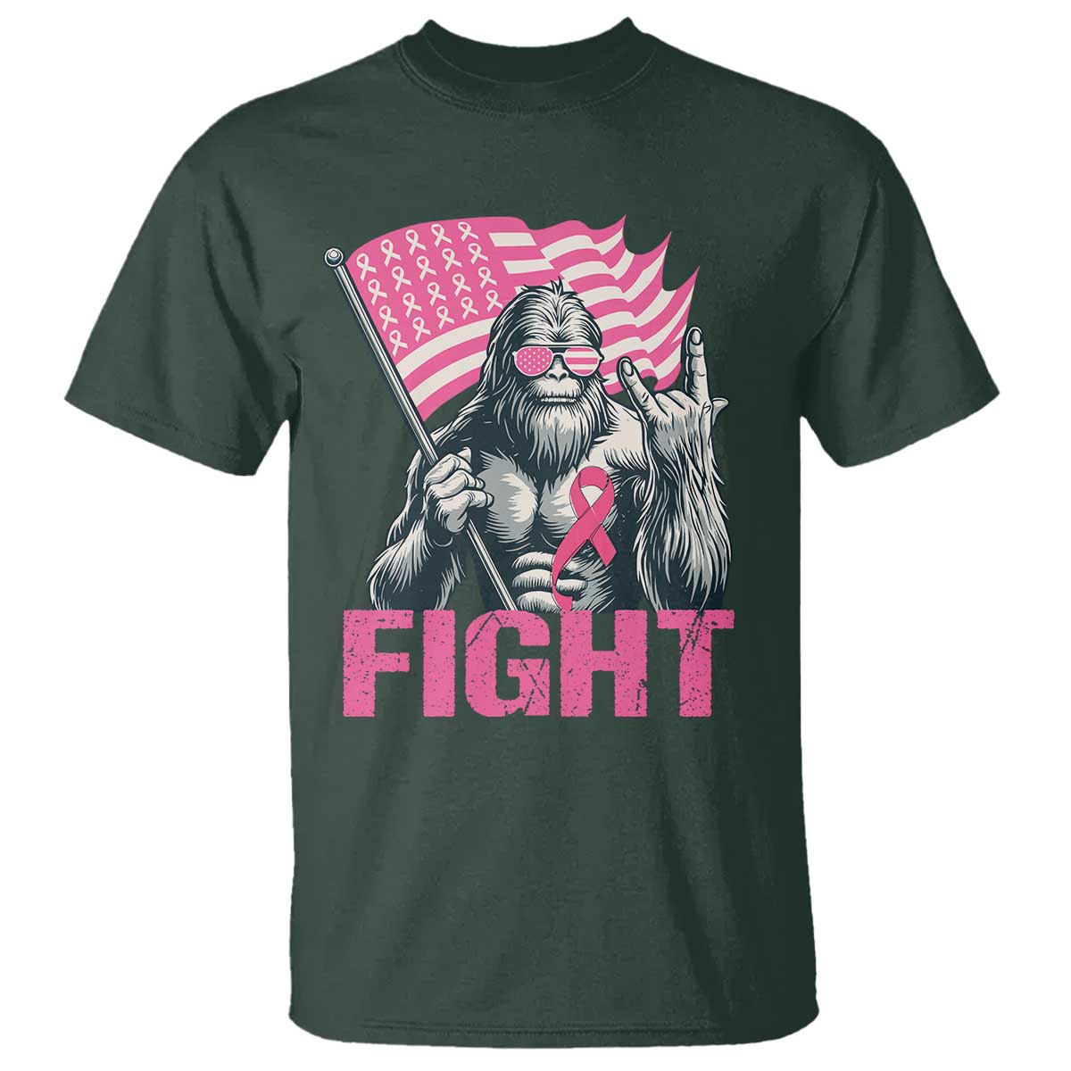 Funny Bigfoot Breast Cancer Awareness T Shirt Fight Pink Ribbon - Wonder Print Shop