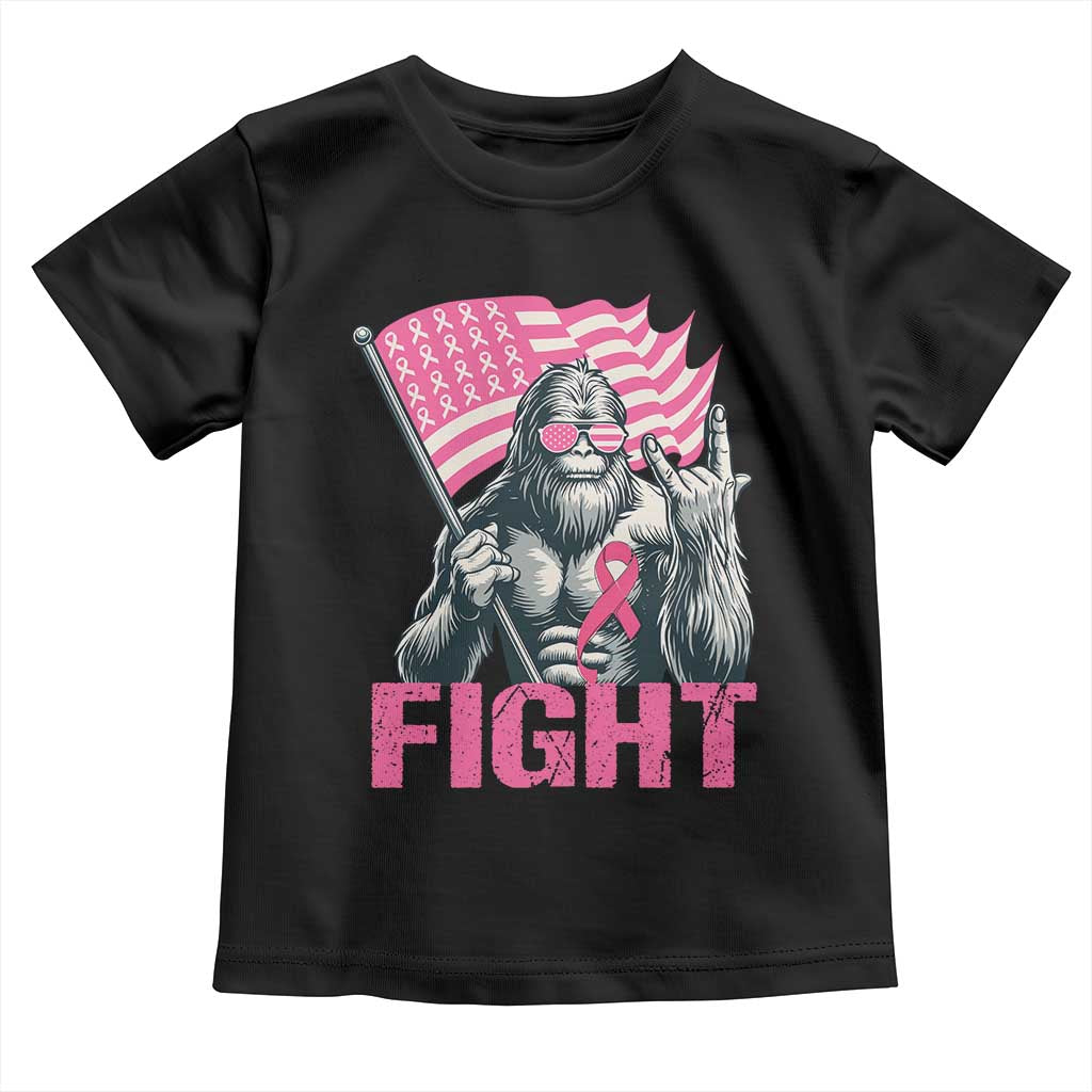 Funny Bigfoot Breast Cancer Awareness Toddler T Shirt Fight Pink Ribbon - Wonder Print Shop