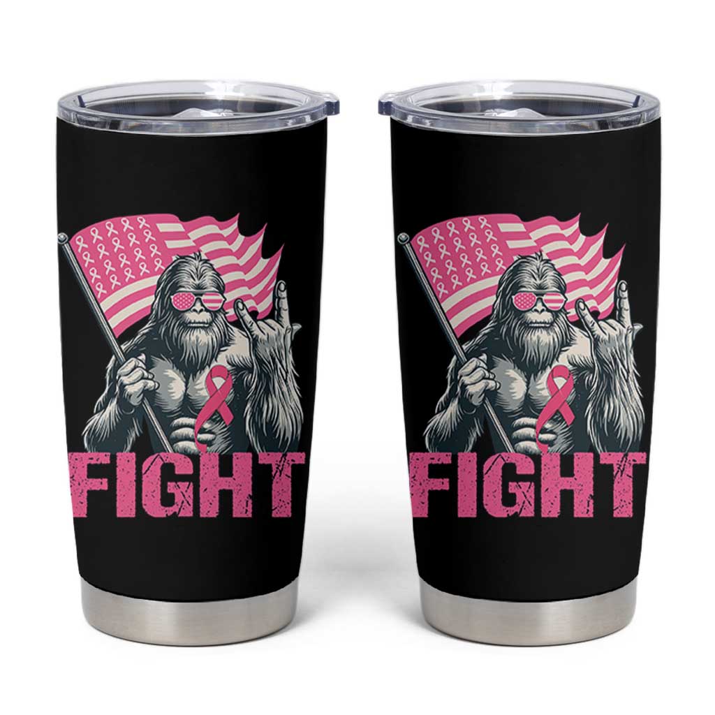 Funny Bigfoot Breast Cancer Awareness Tumbler Cup Fight Pink Ribbon - Wonder Print Shop