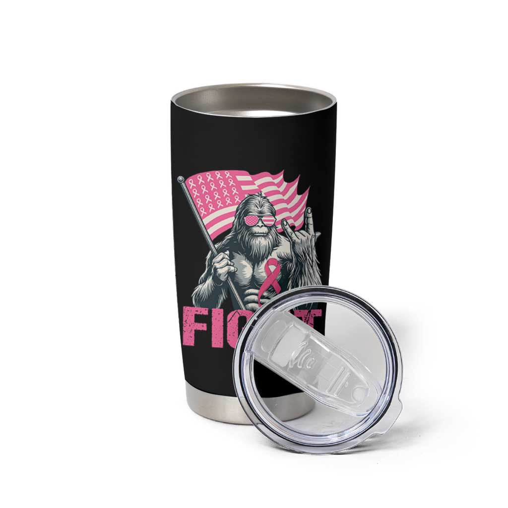 Funny Bigfoot Breast Cancer Awareness Tumbler Cup Fight Pink Ribbon - Wonder Print Shop