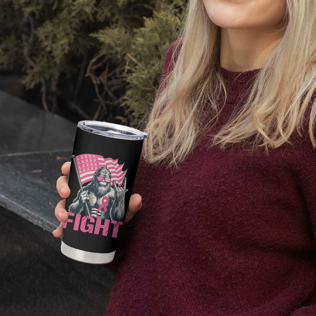 Funny Bigfoot Breast Cancer Awareness Tumbler Cup Fight Pink Ribbon - Wonder Print Shop