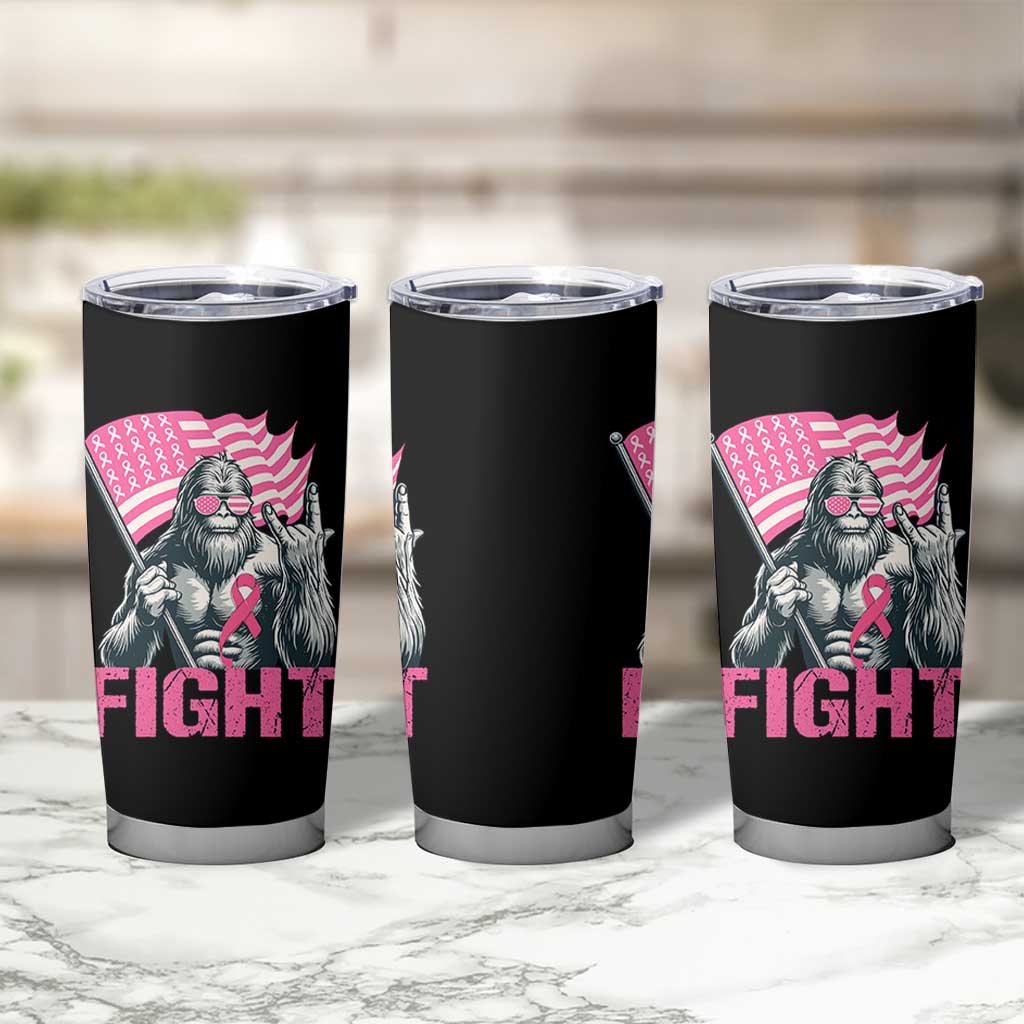 Funny Bigfoot Breast Cancer Awareness Tumbler Cup Fight Pink Ribbon - Wonder Print Shop