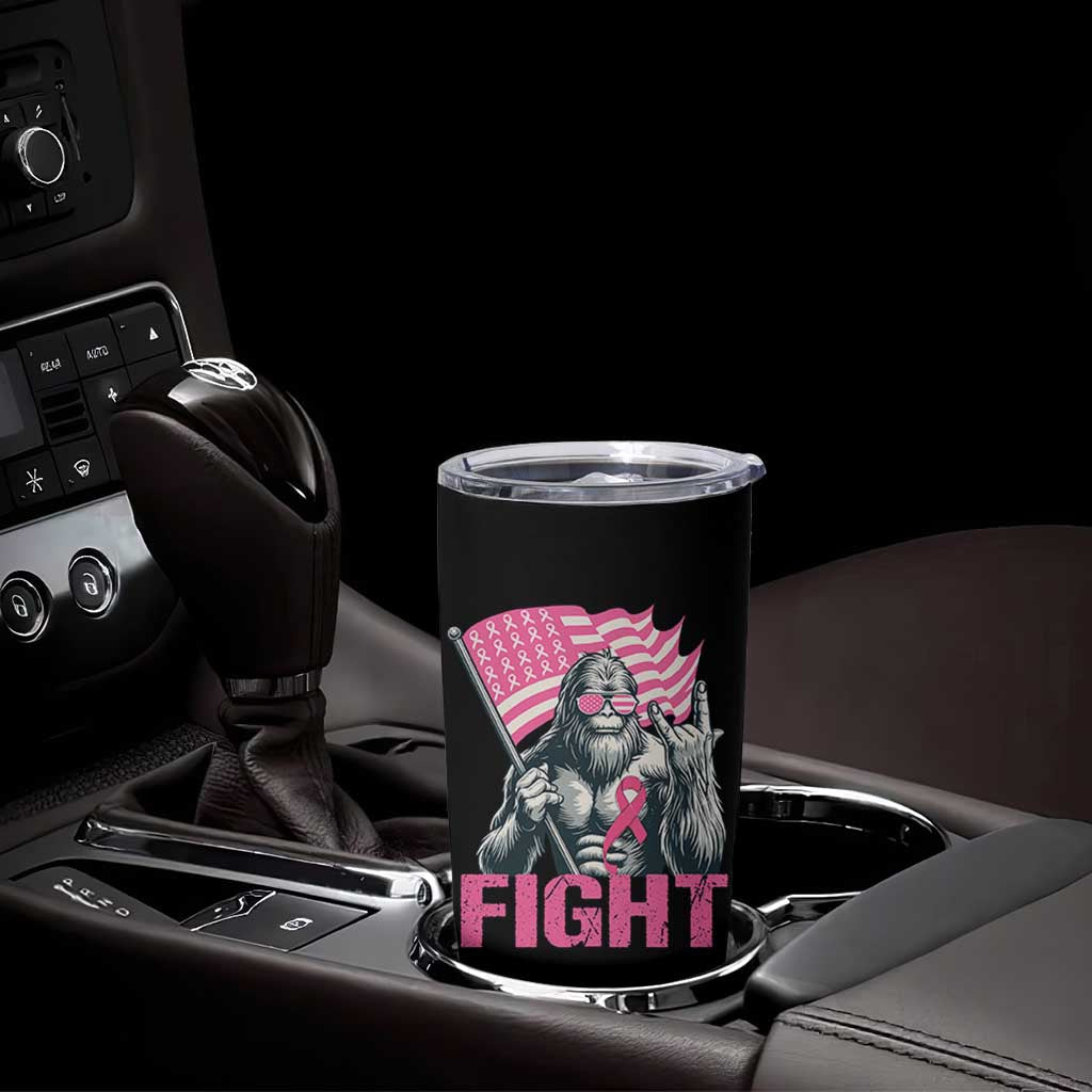 Funny Bigfoot Breast Cancer Awareness Tumbler Cup Fight Pink Ribbon - Wonder Print Shop