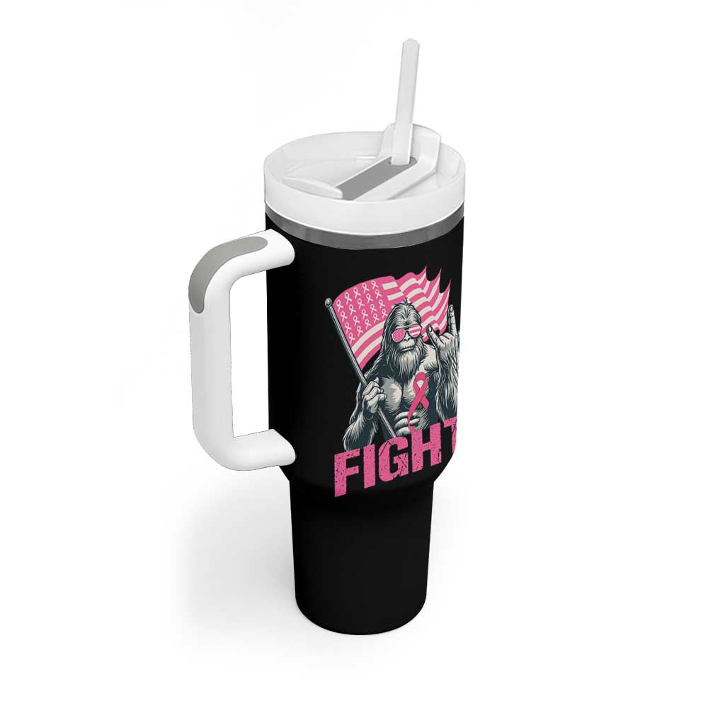 Funny Bigfoot Breast Cancer Awareness Tumbler With Handle Fight Pink Ribbon - Wonder Print Shop