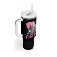 Funny Bigfoot Breast Cancer Awareness Tumbler With Handle Fight Pink Ribbon - Wonder Print Shop