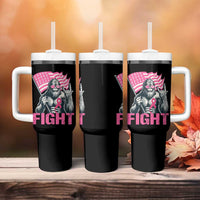 Funny Bigfoot Breast Cancer Awareness Tumbler With Handle Fight Pink Ribbon - Wonder Print Shop