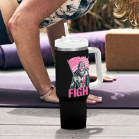 Funny Bigfoot Breast Cancer Awareness Tumbler With Handle Fight Pink Ribbon - Wonder Print Shop