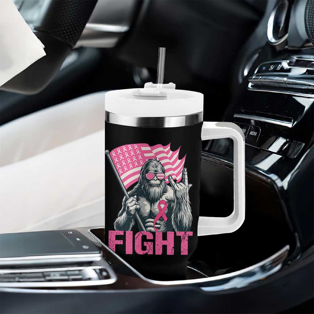 Funny Bigfoot Breast Cancer Awareness Tumbler With Handle Fight Pink Ribbon - Wonder Print Shop