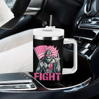 Funny Bigfoot Breast Cancer Awareness Tumbler With Handle Fight Pink Ribbon - Wonder Print Shop