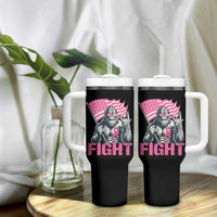 Funny Bigfoot Breast Cancer Awareness Tumbler With Handle Fight Pink Ribbon - Wonder Print Shop