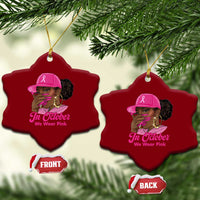 In October We Wear Pink Ceramic Ornament Black Women Breast Cancer Awareness - Wonder Print Shop
