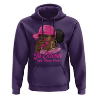 In October We Wear Pink Hoodie Black Women Breast Cancer Awareness - Wonder Print Shop