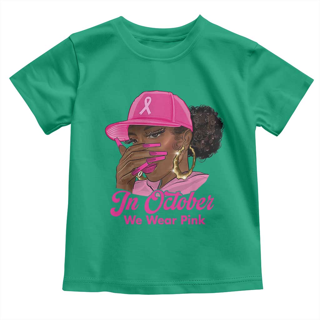 In October We Wear Pink Toddler T Shirt Black Women Breast Cancer Awareness - Wonder Print Shop