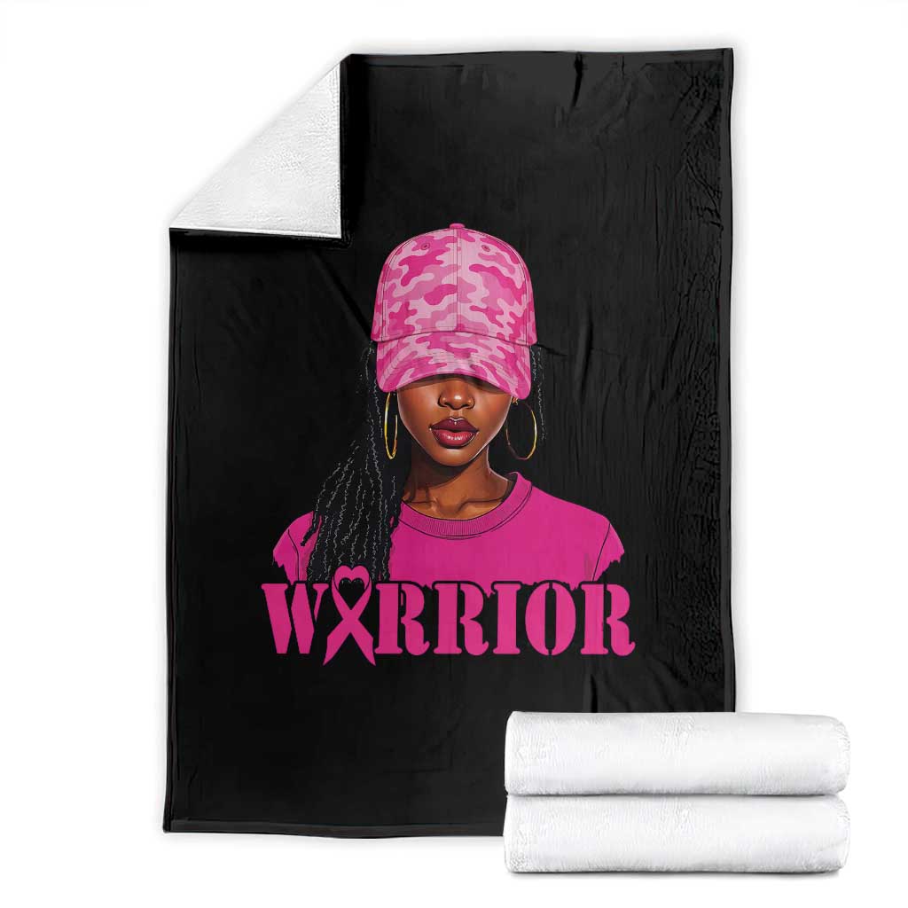 African American Warrior Breast Cancer Throw Blanket Pink Ribbon - Wonder Print Shop