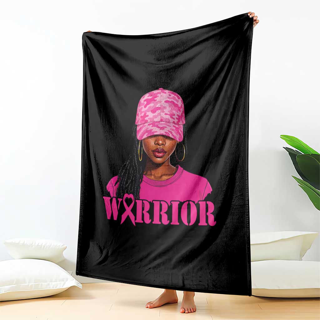 African American Warrior Breast Cancer Throw Blanket Pink Ribbon - Wonder Print Shop
