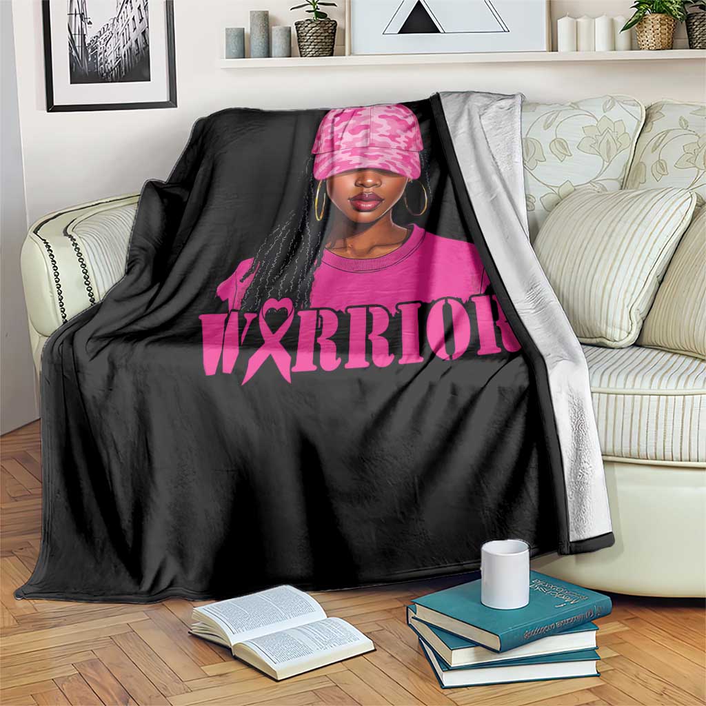 African American Warrior Breast Cancer Throw Blanket Pink Ribbon - Wonder Print Shop