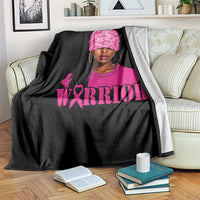 African American Warrior Breast Cancer Throw Blanket Pink Ribbon - Wonder Print Shop