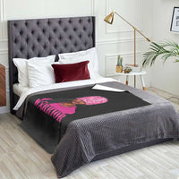 African American Warrior Breast Cancer Throw Blanket Pink Ribbon - Wonder Print Shop