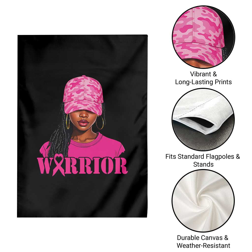 African American Warrior Breast Cancer Garden Flag Pink Ribbon - Wonder Print Shop