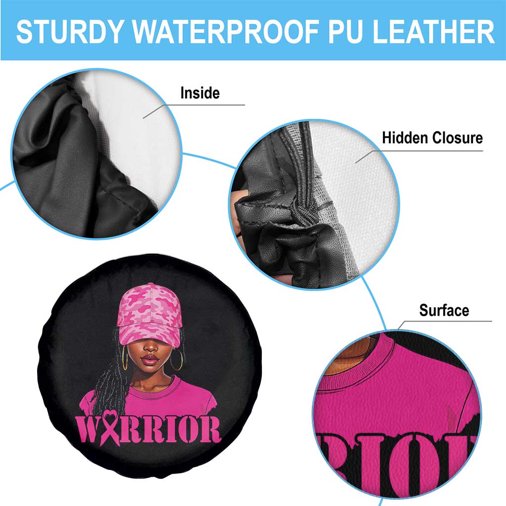African American Warrior Breast Cancer Spare Tire Cover Pink Ribbon - Wonder Print Shop
