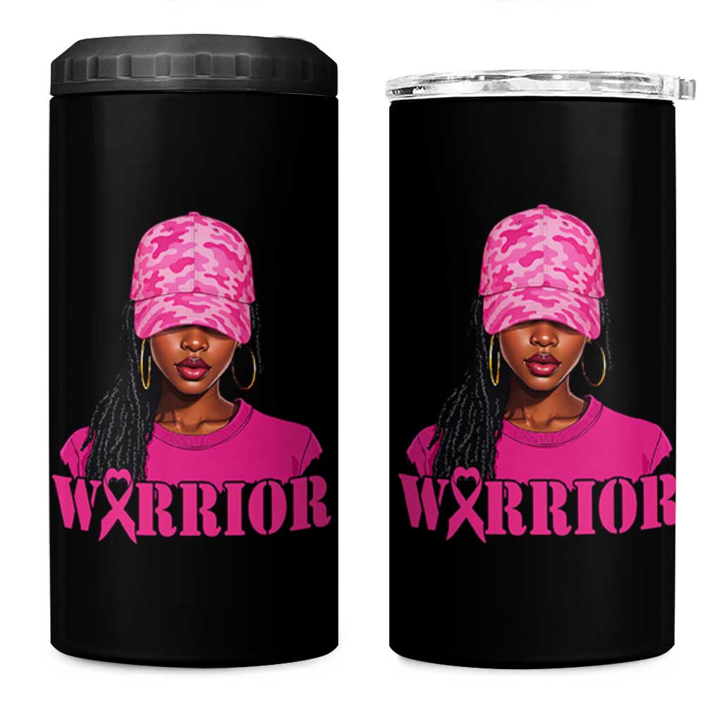 African American Warrior Breast Cancer 4 in 1 Can Cooler Tumbler Pink Ribbon - Wonder Print Shop