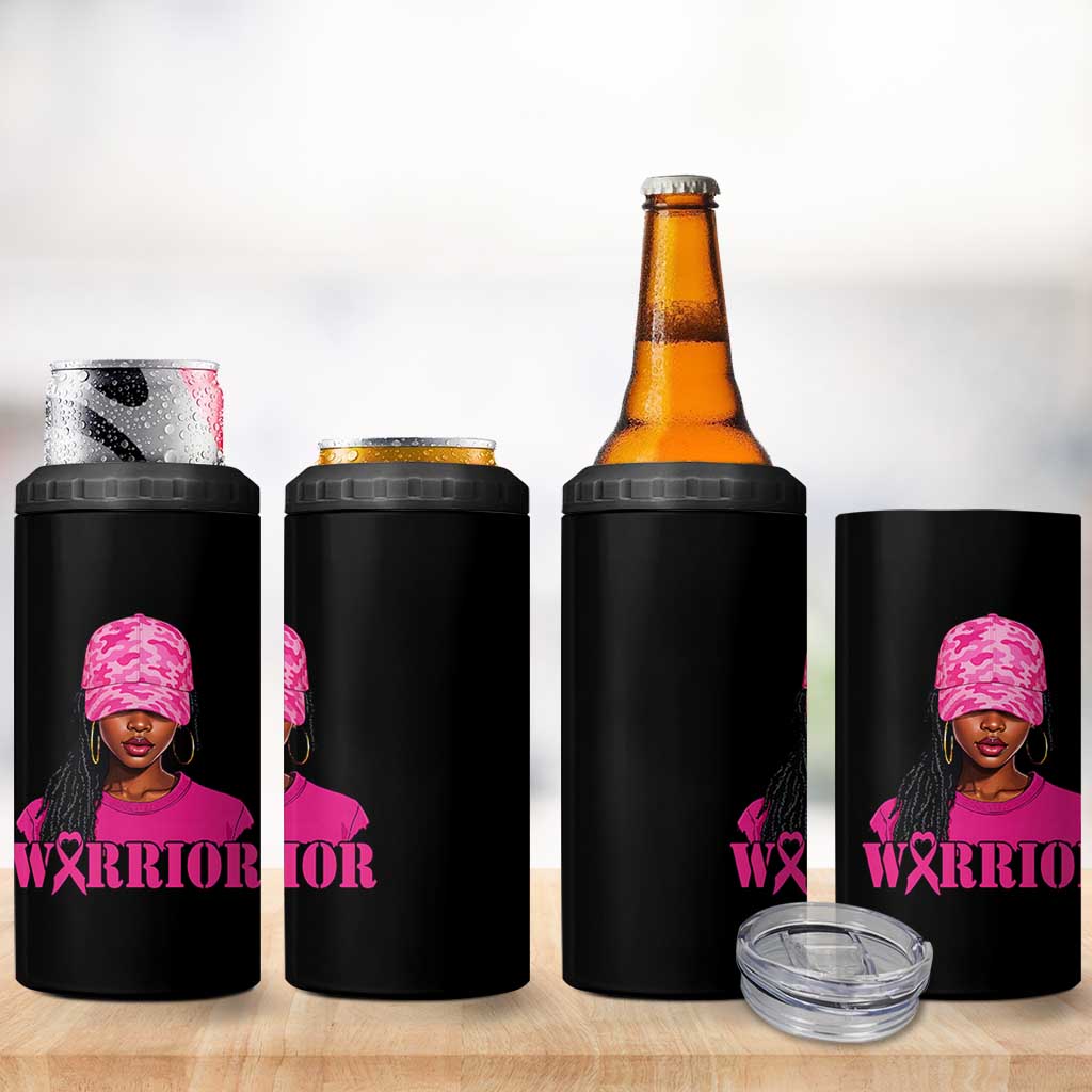 African American Warrior Breast Cancer 4 in 1 Can Cooler Tumbler Pink Ribbon - Wonder Print Shop