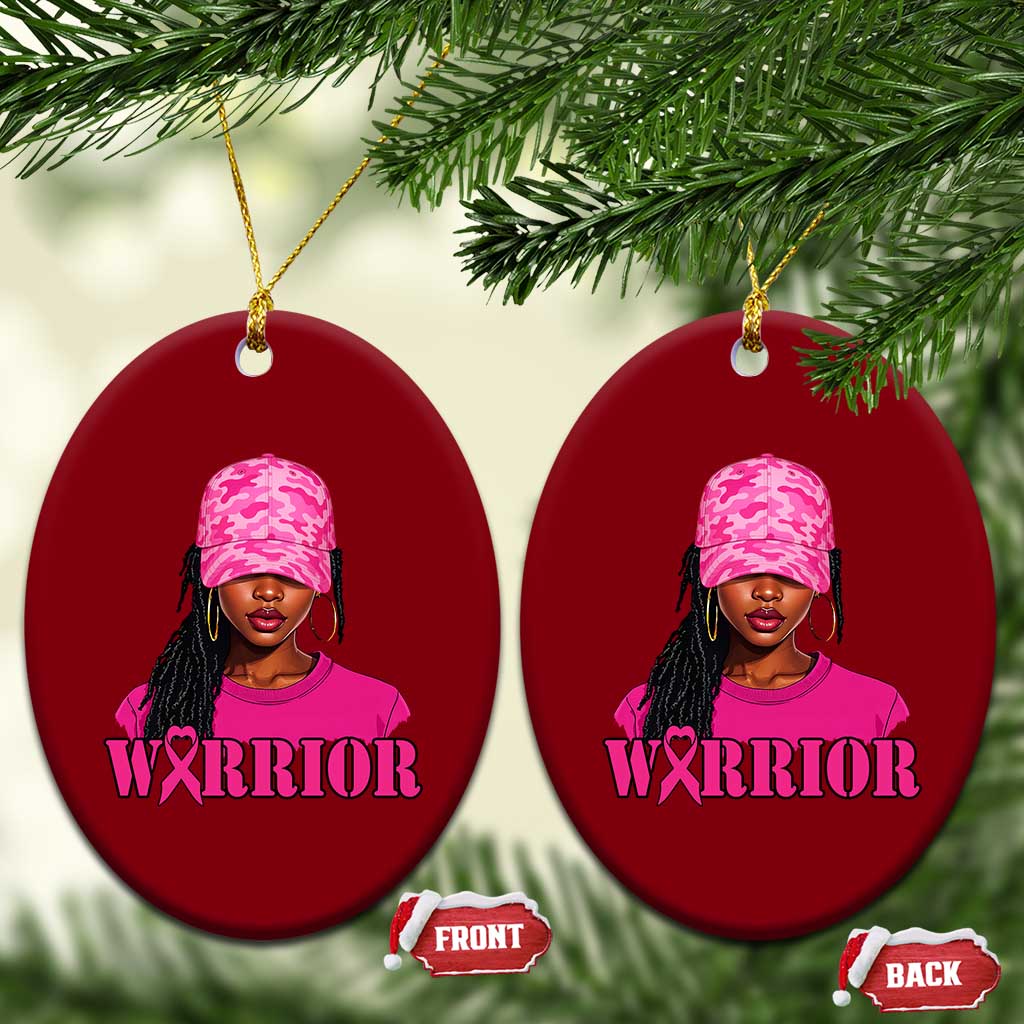 African American Warrior Breast Cancer Ceramic Ornament Pink Ribbon - Wonder Print Shop