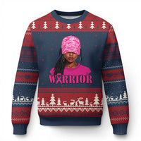 African American Warrior Breast Cancer Ugly Christmas Sweater Pink Ribbon - Wonder Print Shop