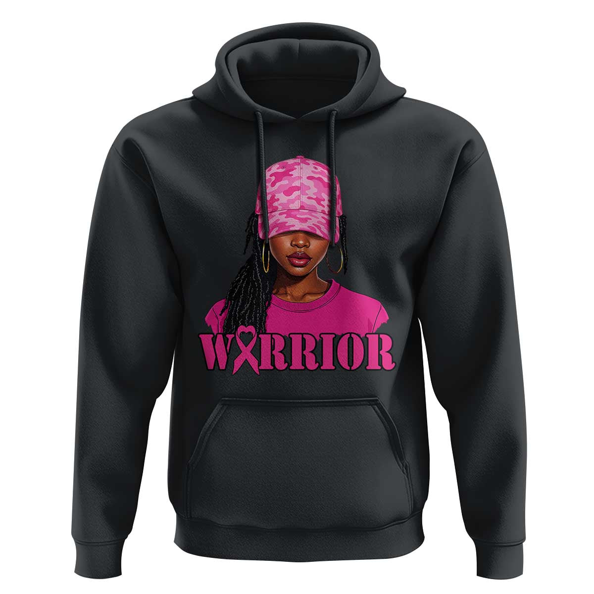 African American Warrior Breast Cancer Hoodie Pink Ribbon - Wonder Print Shop