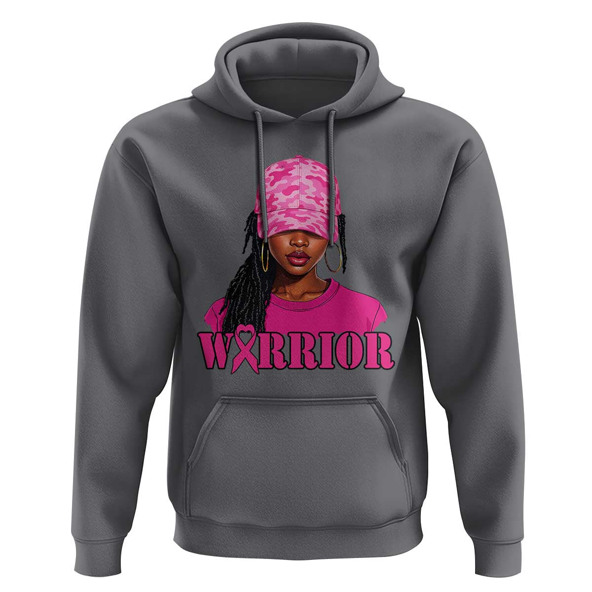 African American Warrior Breast Cancer Hoodie Pink Ribbon - Wonder Print Shop
