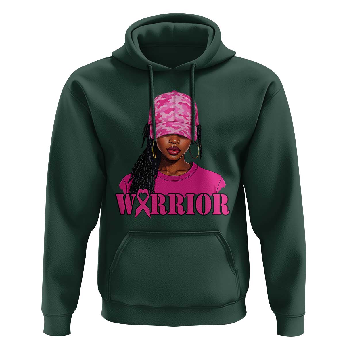 African American Warrior Breast Cancer Hoodie Pink Ribbon - Wonder Print Shop