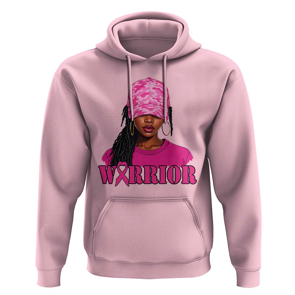 African American Warrior Breast Cancer Hoodie Pink Ribbon - Wonder Print Shop
