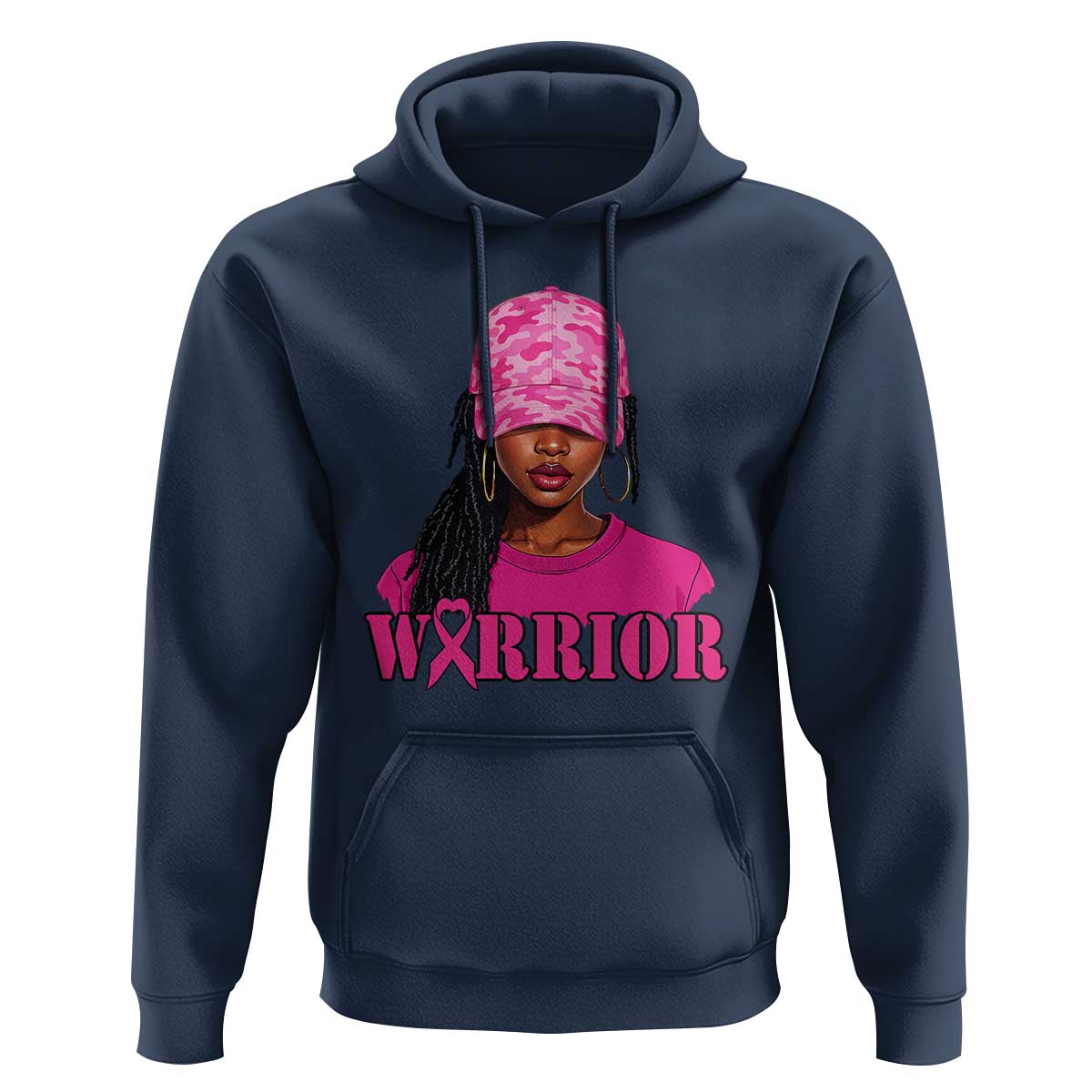 African American Warrior Breast Cancer Hoodie Pink Ribbon - Wonder Print Shop