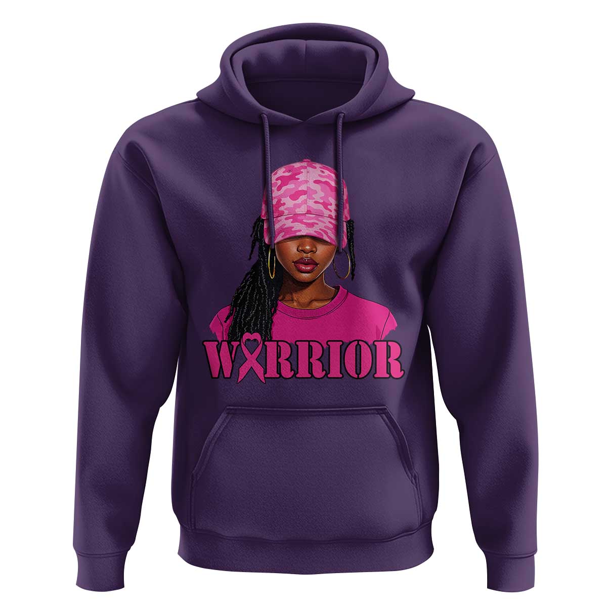 African American Warrior Breast Cancer Hoodie Pink Ribbon - Wonder Print Shop