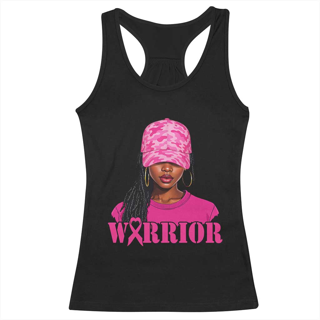 African American Warrior Breast Cancer Racerback Tank Top Pink Ribbon - Wonder Print Shop