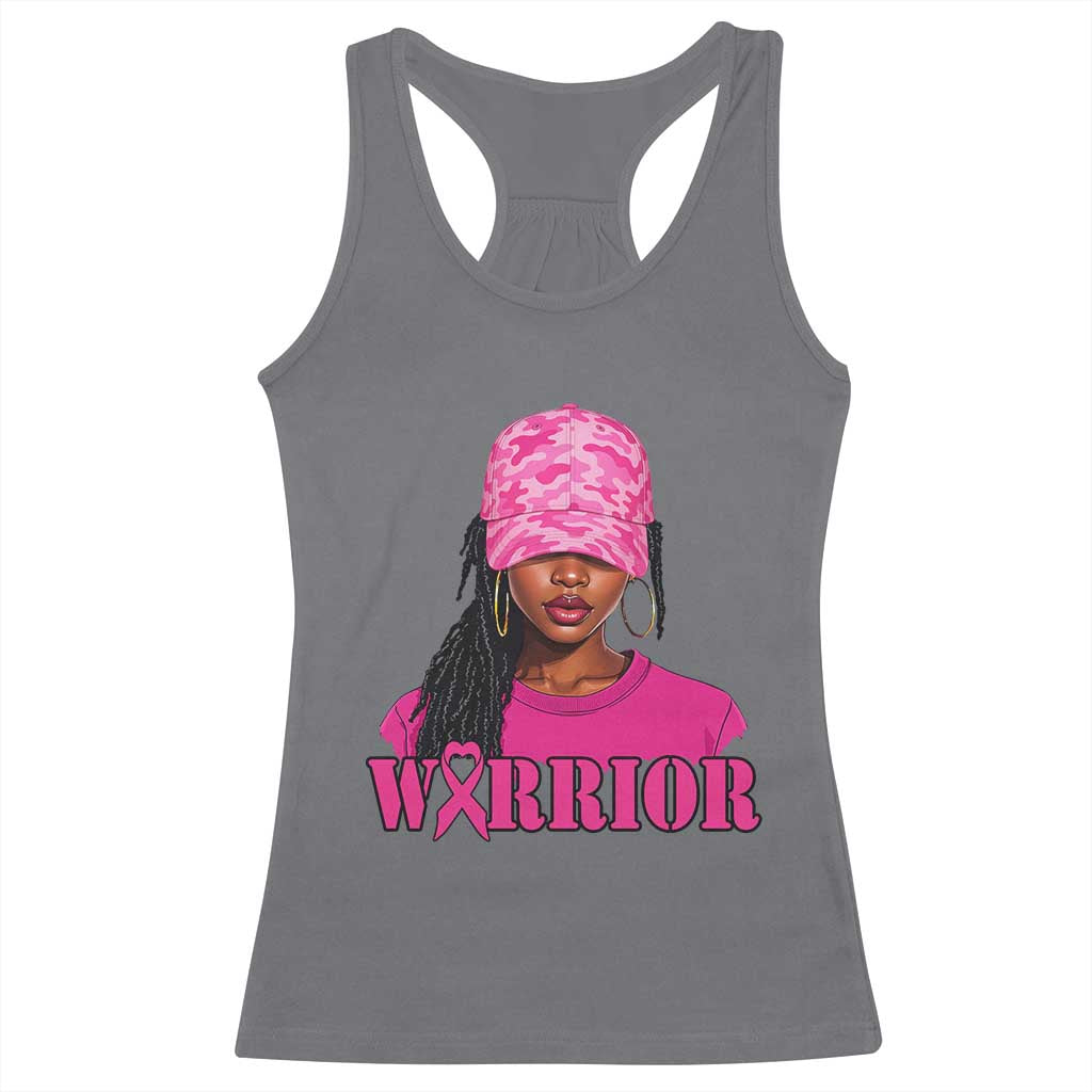 African American Warrior Breast Cancer Racerback Tank Top Pink Ribbon - Wonder Print Shop