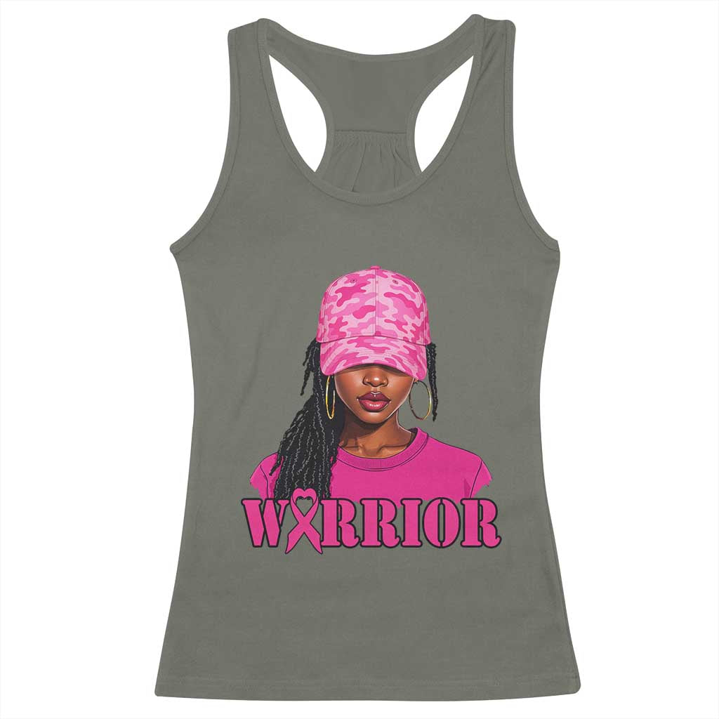 African American Warrior Breast Cancer Racerback Tank Top Pink Ribbon - Wonder Print Shop