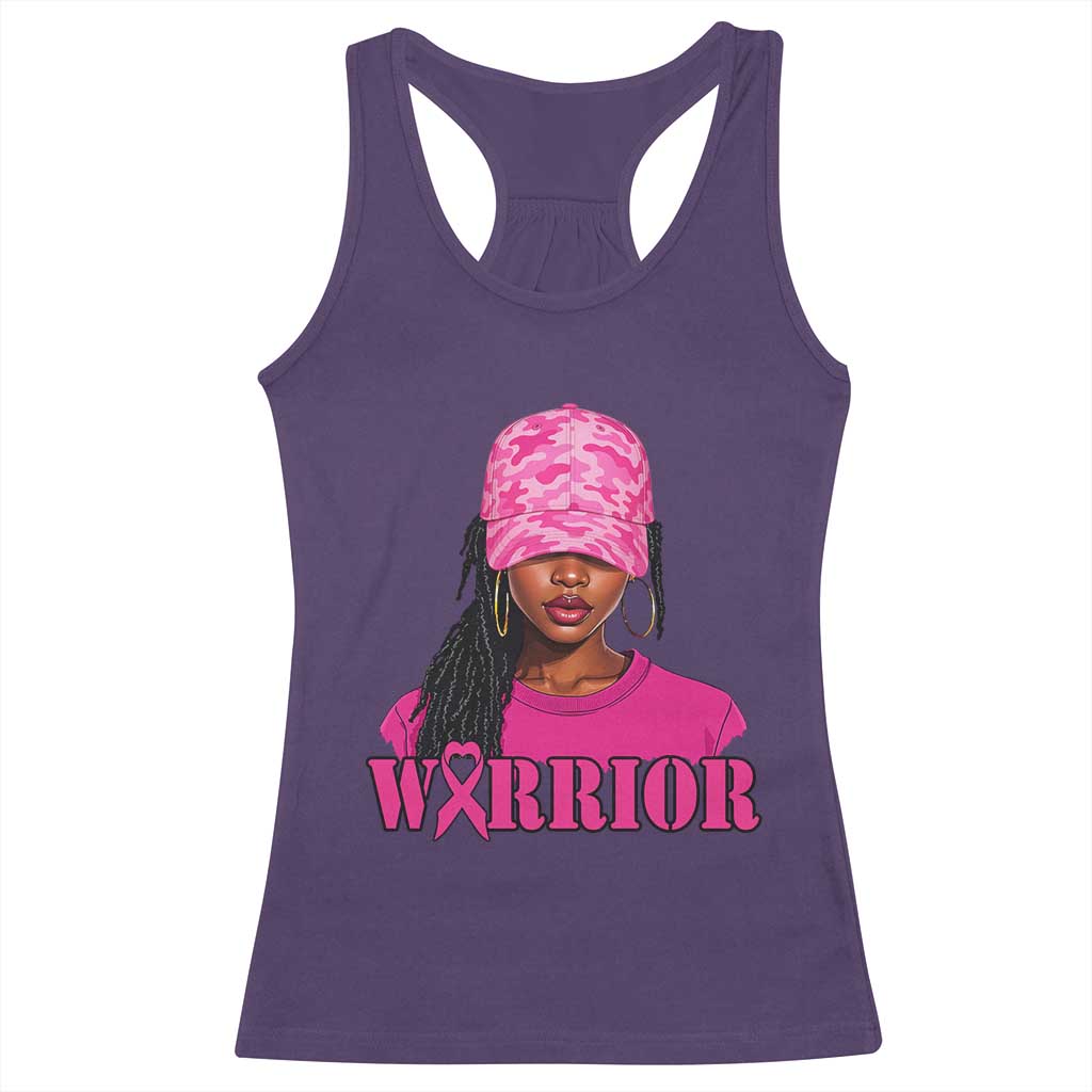 African American Warrior Breast Cancer Racerback Tank Top Pink Ribbon - Wonder Print Shop